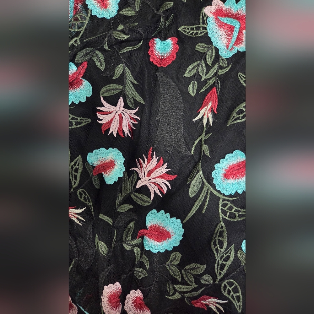 Johnny Was Black Dress with Colorful Floral Design - Picture 7 of 15